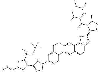 (2S,4S)-2-[5-[1,11-二氢-2-[(2S,5S)-1-[(2S)-2-[(甲氧羰基)氨基]-3-甲基-1-氧代丁基]-5-甲基-2-吡咯烷基][2]苯并吡喃并[4',3':6,7]萘并[1,2-D]咪唑-9-基]-1H-咪唑-2-基]-4-(甲氧基甲基)-1-吡咯烷羧酸叔丁酯 