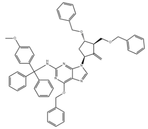 6-苄氧基-9-((1S,3R,3S)-4-苄氧基-3-苄氧基甲基-2-亚甲基环戊基)-N-((4-甲氧基苯基)二苯基甲基)-9H-嘌呤-2-胺    