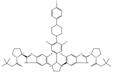  ((2S,2'S)-[[(2R, 5R)-1-[3,5-二氟-4-(4-(4-氟苯基)哌啶-1-基)苯胺]-2,5-双四氢吡咯基]双[6-氟-2-(2S)-2-四氢吡咯-1H-苯并咪唑-2,5-二基)]双(1-四氢吡咯甲酸叔丁酯))   